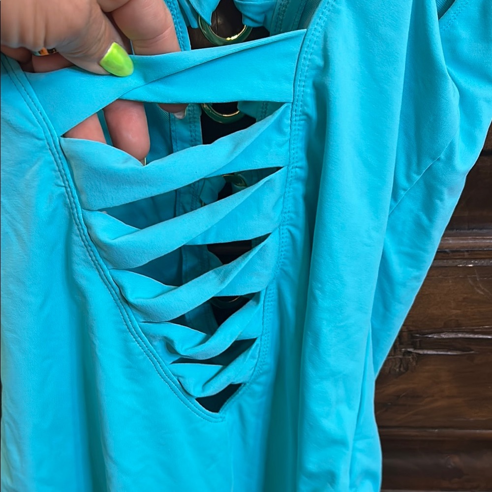 LINI Blue One-Piece Swimsuit with Classic Tank Design - Picture 10 of 10
